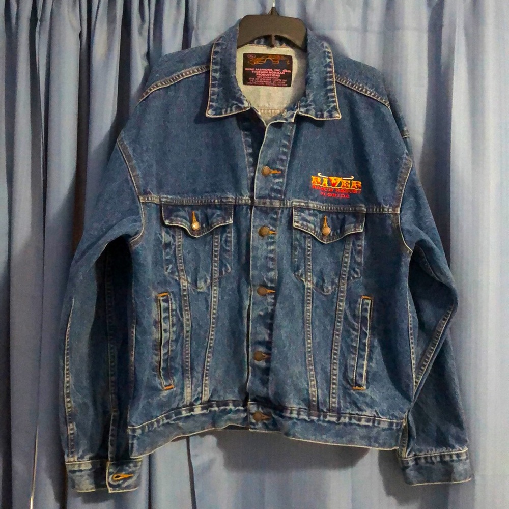Vintage “Rod Run” River Ranch Resort Florida Embroidered Denim Jacket Men’s XL